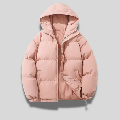 Dames Puffer Winterjas met Capuchon Roze