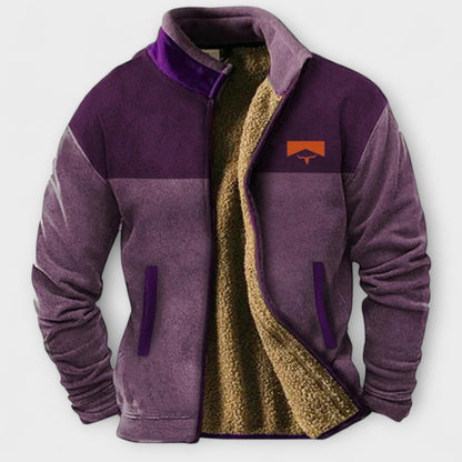Warm Fleece Heren Jas met Westerse Print Paars