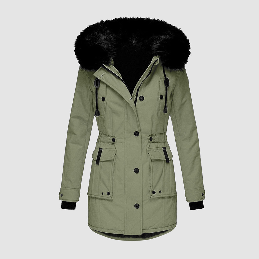 Dames Winterjas met Fleece Voering en Gewatteerd Ontwerp Groen