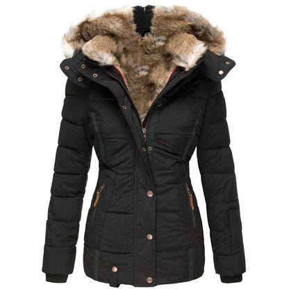 Dames Gewatteerde Parka Winterjas Lang Zwart