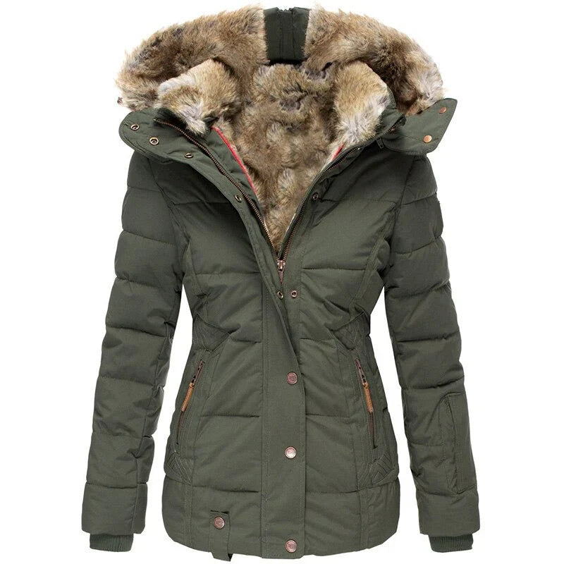 Dames Gewatteerde Parka Winterjas Lang Groen