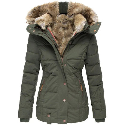Dames Gewatteerde Parka Winterjas Lang Groen