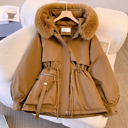 Dames Winterjas met Capuchon en Getailleerd ontwerp Bruin