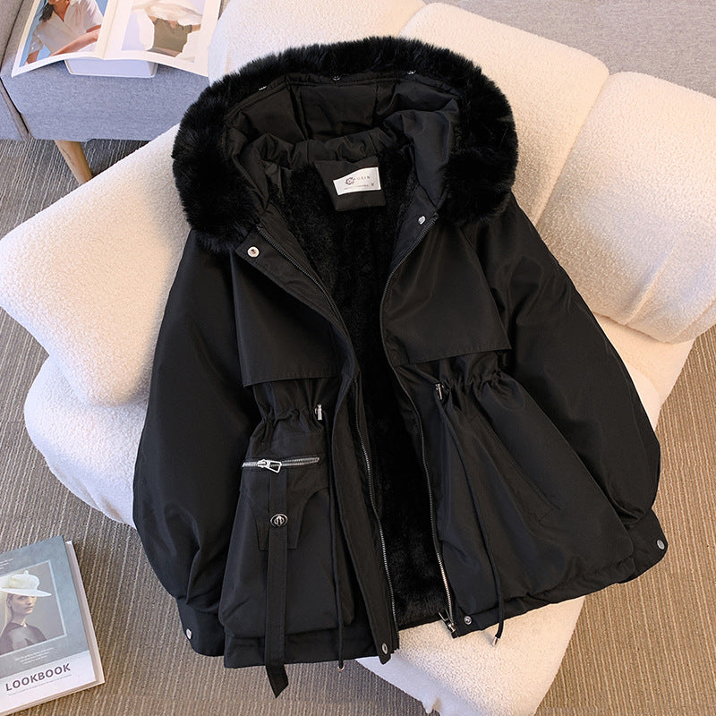Dames Winterjas met Capuchon en Getailleerd ontwerp Zwart
