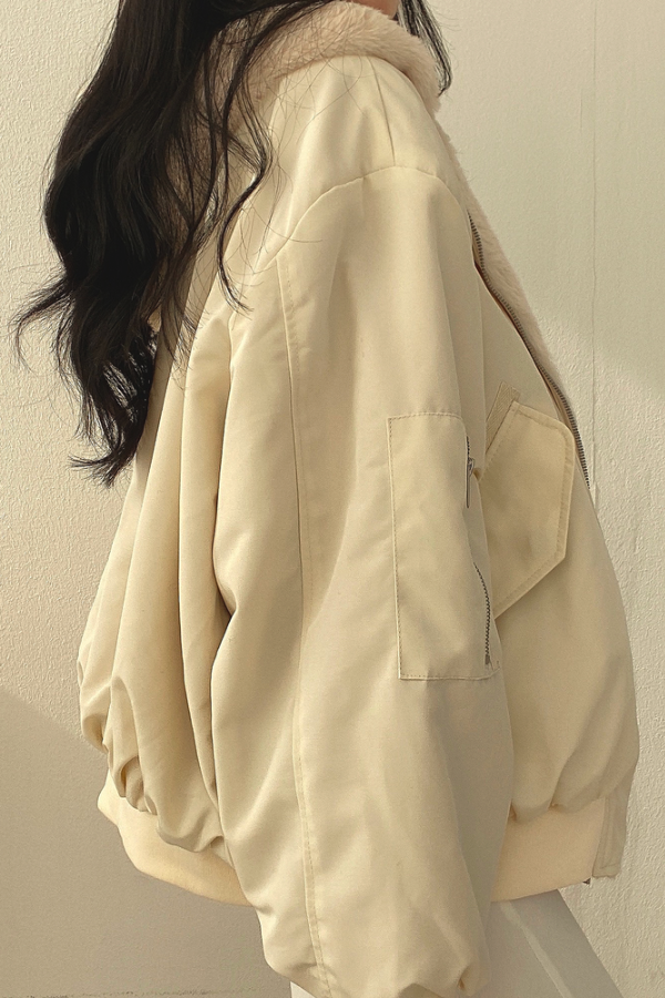 Dames Oversized Fleece Winterjas Beige