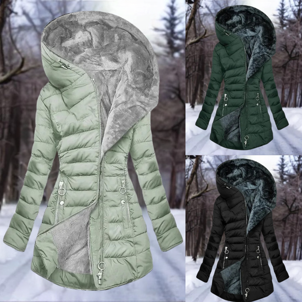 Dames Lange Winterjas met Capuchon en Imitatiebont