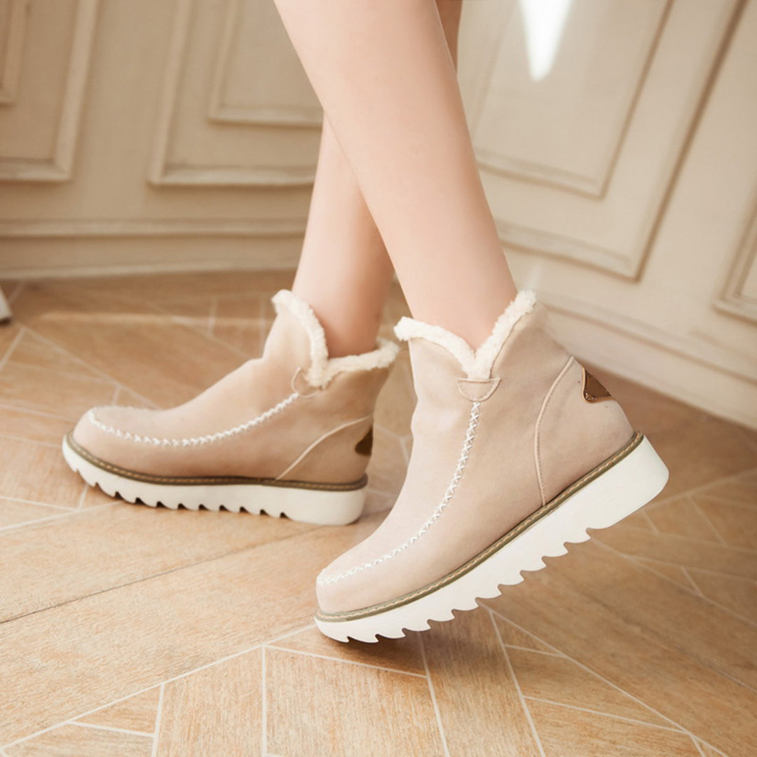 Dames Winterlaarzen met Antislip Zool en Fleece Beige