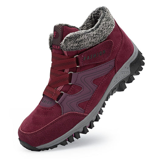 Dames Winter Enkellaarzen met Gripzolen Rood