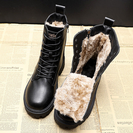 Dames Winterlaarzen met Fleece Voering en Veters Zwart
