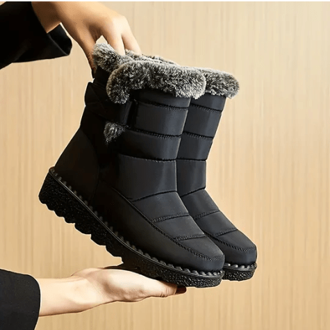 Dames Winterlaarzen met Waterdichte Bescherming en Antislip Zool Zwart