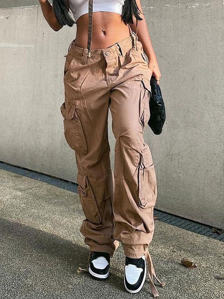 Dames Wide Leg Broek met Loose Fit en Wijde Pijpen Khaki
