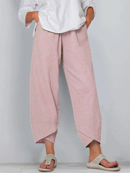 Dames Cropped Broek met Luchtige Pasvorm en Minimalistisch Ontwerp Roze