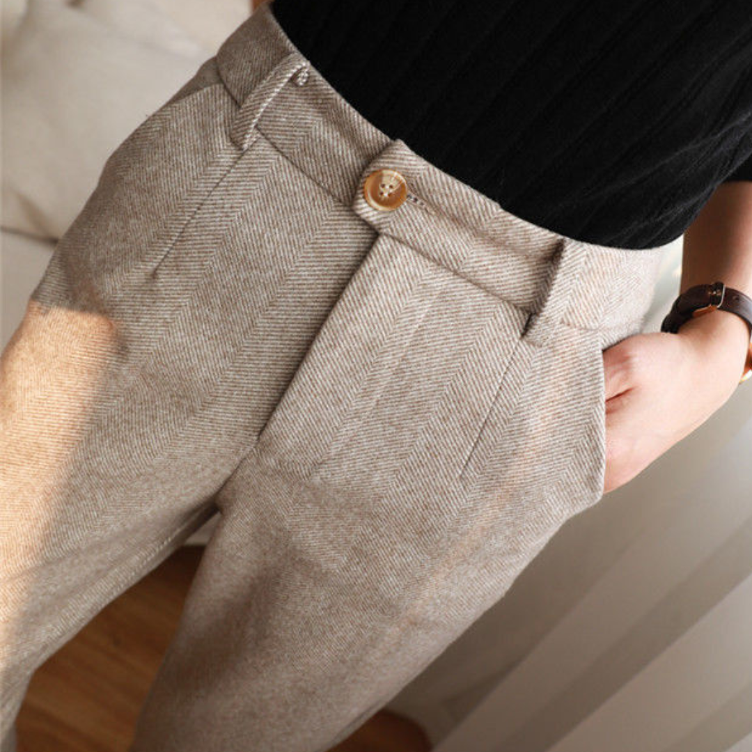 Lange Damesbroek van Wol Beige