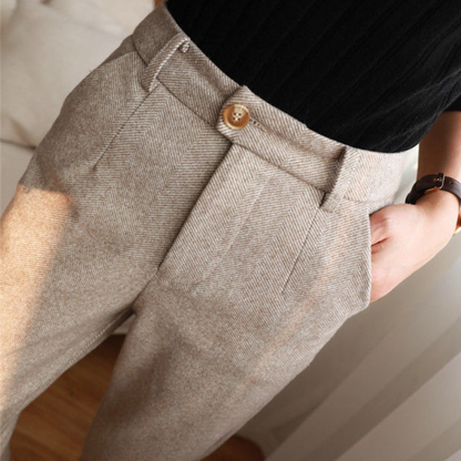 Lange Damesbroek van Wol Beige