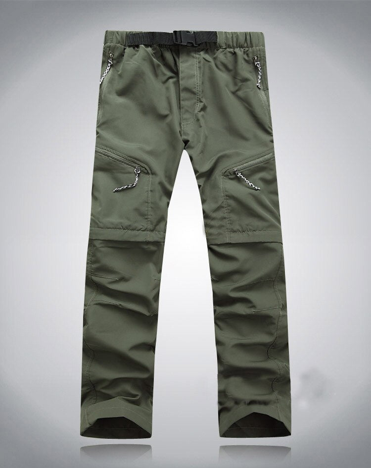 Heren Afritsbroek Converteerbaar met Elastische Taille en Ritsen boven de Knie Groen