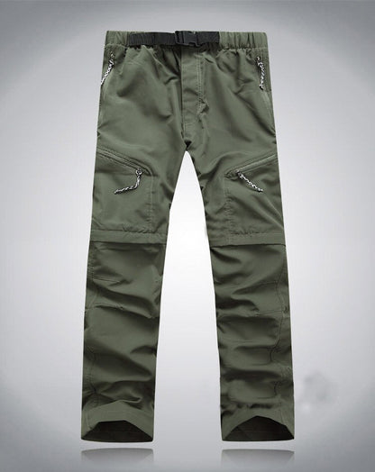 Heren Afritsbroek Converteerbaar met Elastische Taille en Ritsen boven de Knie Groen