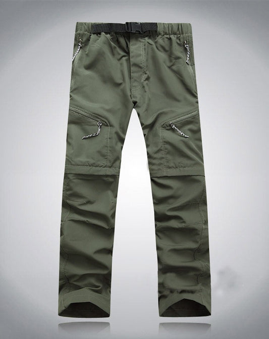 Heren Afritsbroek Converteerbaar met Elastische Taille en Ritsen boven de Knie Groen