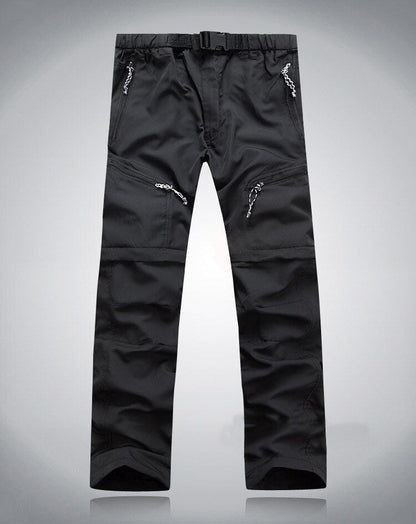 Heren Afritsbroek Converteerbaar met Elastische Taille en Ritsen boven de Knie Zwart