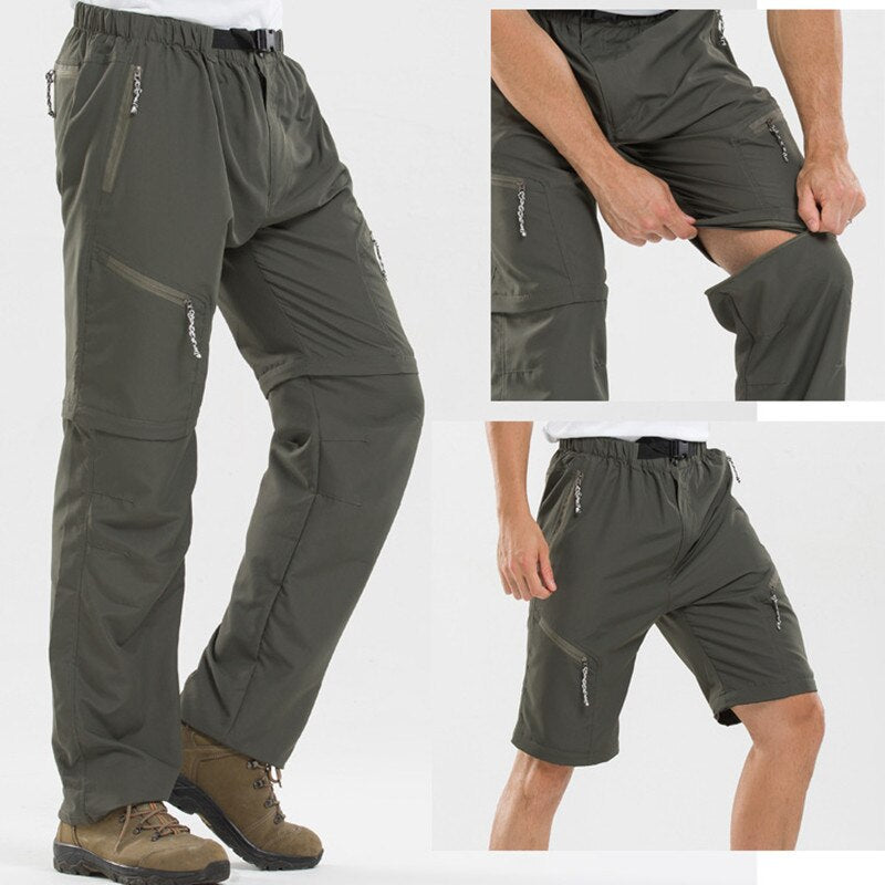 Heren Afritsbroek Converteerbaar met Elastische Taille en Ritsen boven de Knie