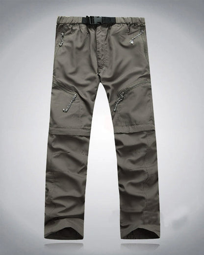 Heren Afritsbroek Converteerbaar met Elastische Taille en Ritsen boven de Knie Khaki