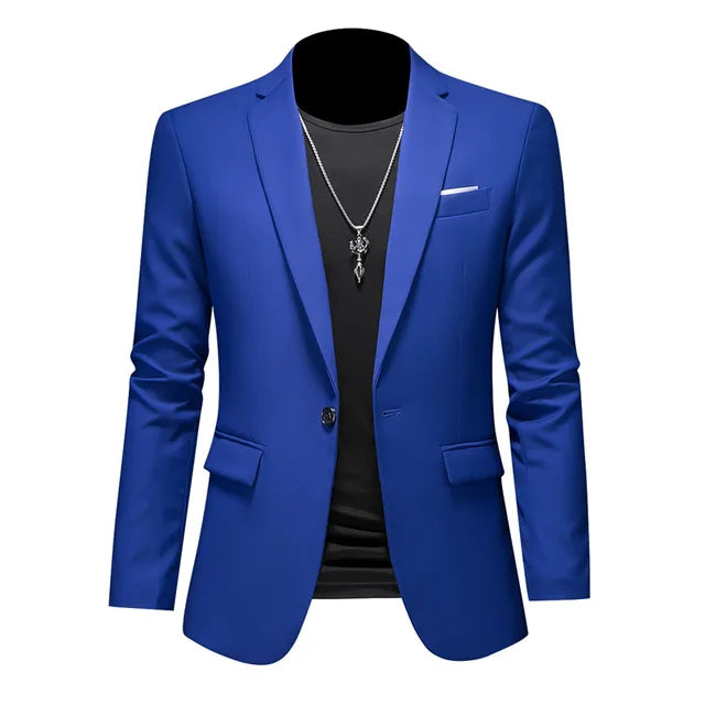 Heren Casual Colbert met Enkele Knoopsluiting en Getailleerde Pasvorm Blauw