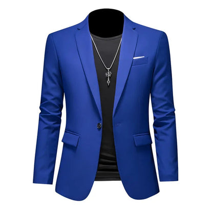 Heren Casual Colbert met Enkele Knoopsluiting en Getailleerde Pasvorm Blauw