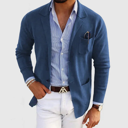 Heren Slim Fit Blazer Casual Blauw