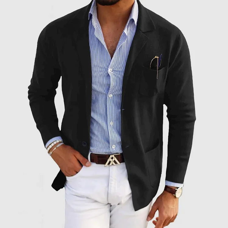 Heren Slim Fit Blazer Casual Zwart