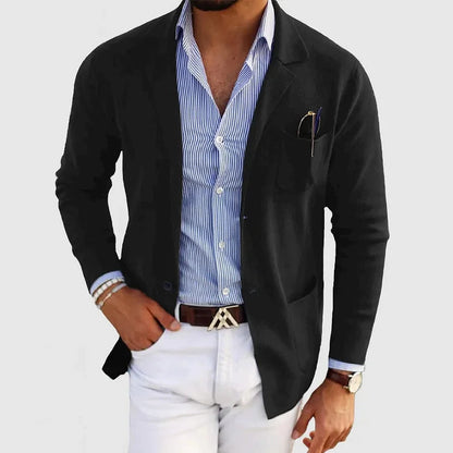 Heren Slim Fit Blazer Casual Zwart