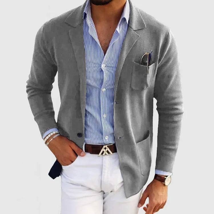 Heren Slim Fit Blazer Casual Grijs