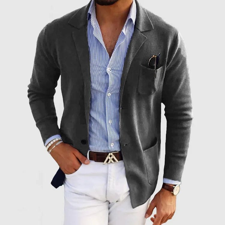 Heren Slim Fit Blazer Casual Donkergrijs