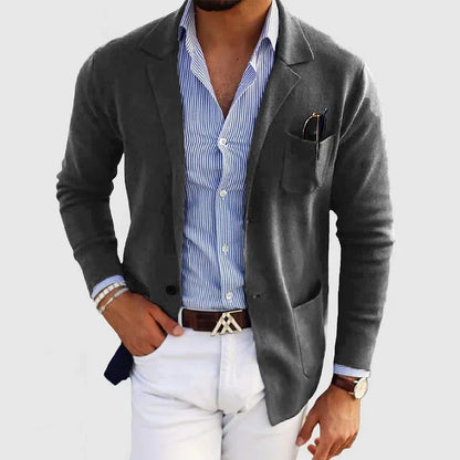 Heren Slim Fit Blazer Casual Donkergrijs
