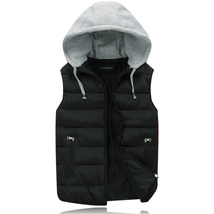 Heren Bodywarmer met Capuchon Gewatteerd Zwart
