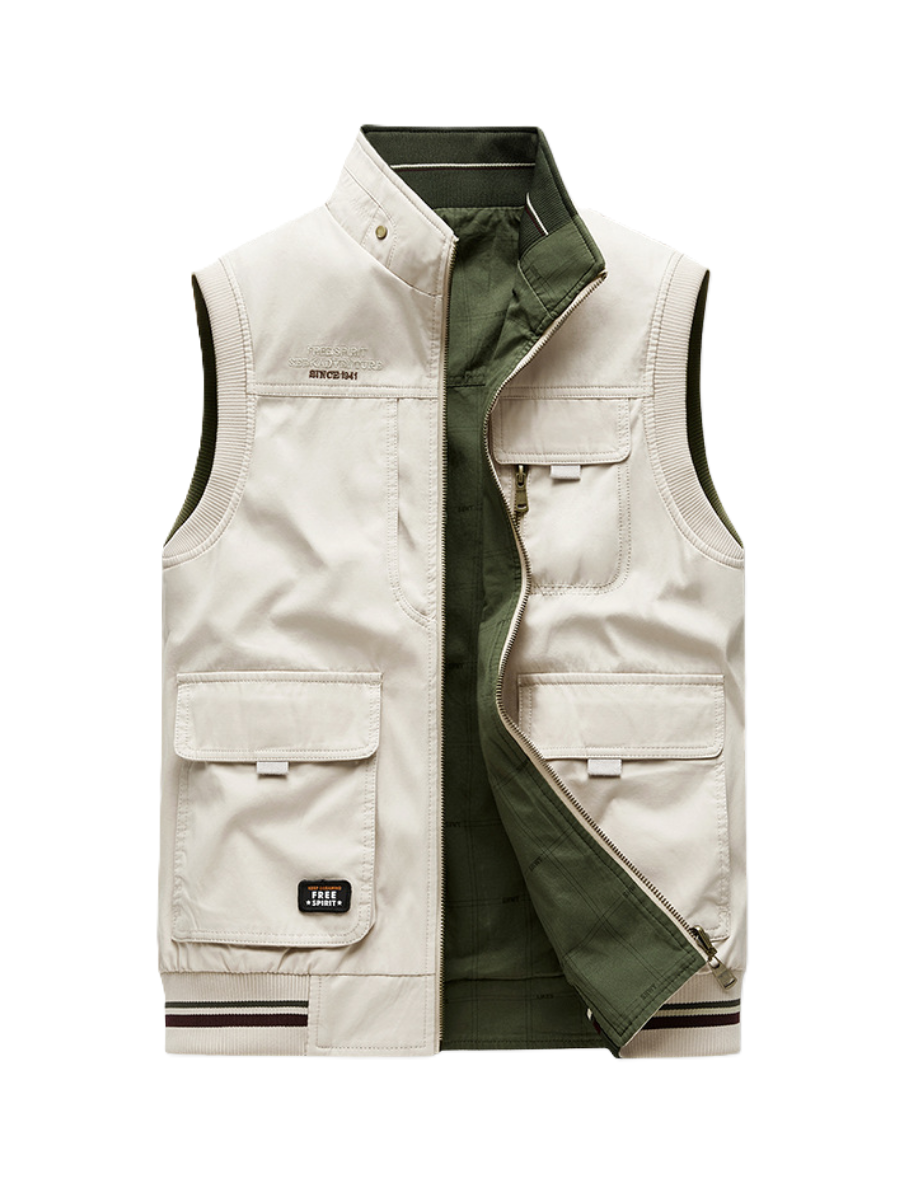 Heren Bodywarmer Vest met Hoge Kraag en Meerdere Zakken