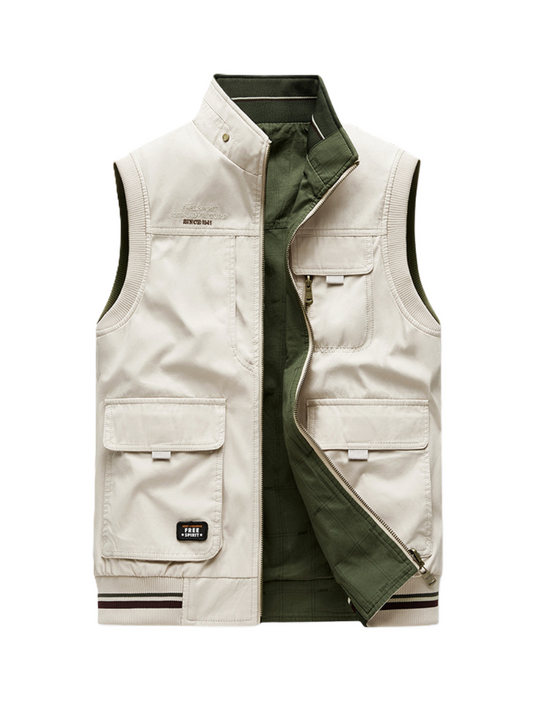 Heren Bodywarmer Vest met Hoge Kraag en Meerdere Zakken