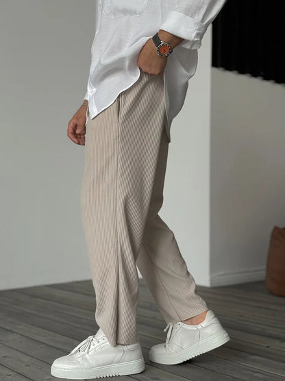 Heren Lange Broek met Losse Pasvorm en Koorddesign