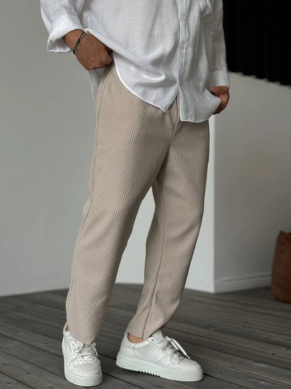Heren Lange Broek met Losse Pasvorm en Koorddesign