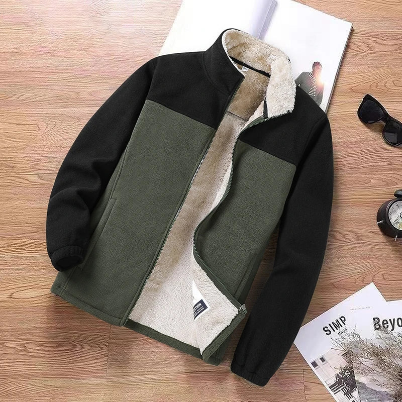 Heren Gewatteerde Tussenjas met Rits en Colorblock Ontwerp Groen Beige