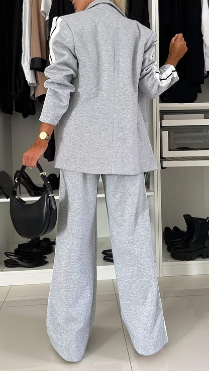 Dames Tweedelig Pak met Blazer en Wijde Broek