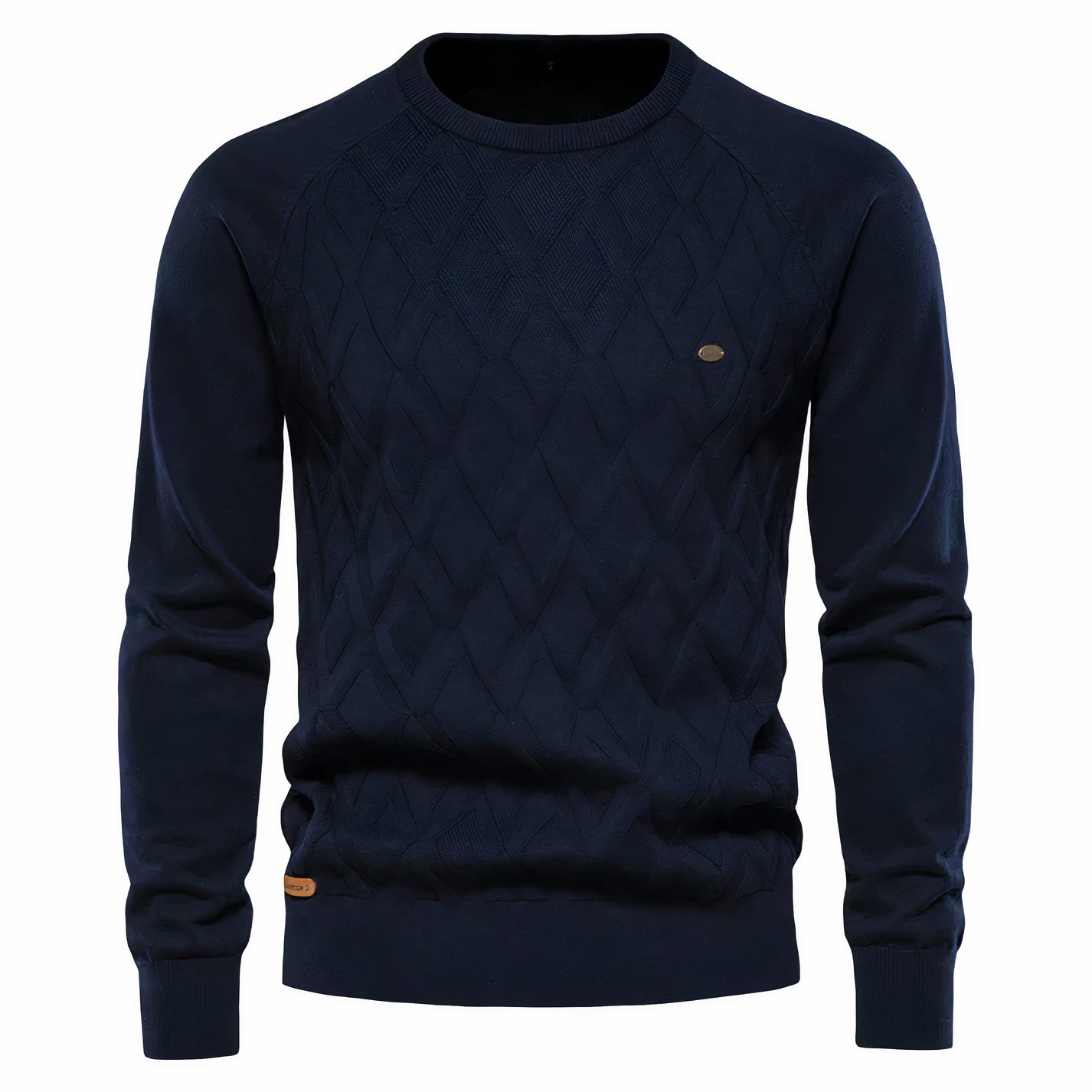 Heren Gebreide Trui met Diamantpatroon en Slanke Pasvorm Marineblauw