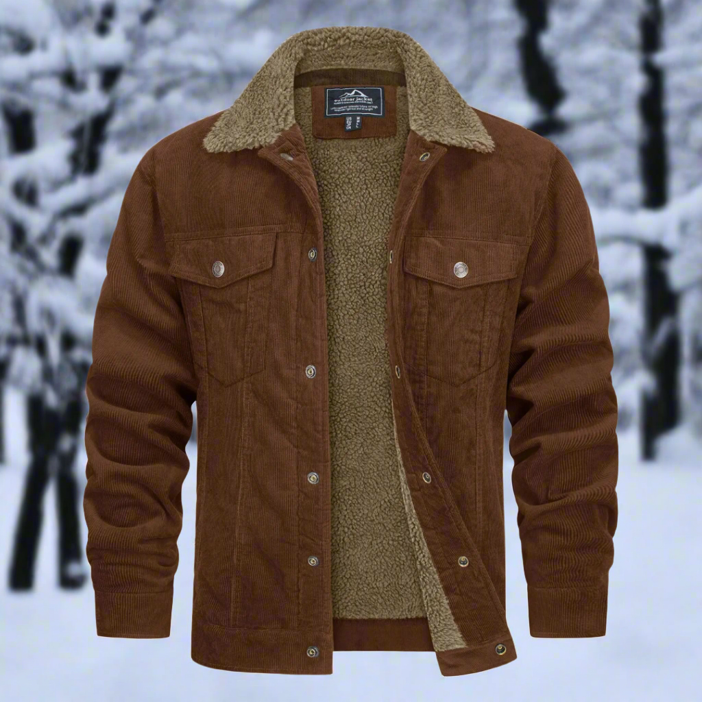 Heren Denim Jack met Sherpa Voering en Kraag voor Herfst en Winter Bruin