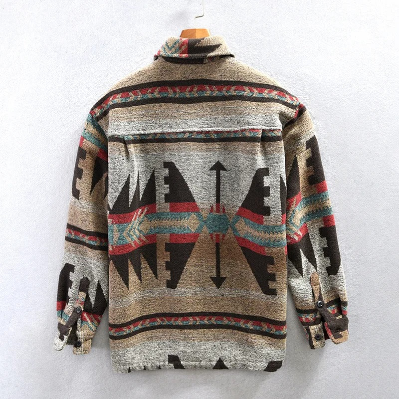 Heren Overshirt Geruit met Etnische Print