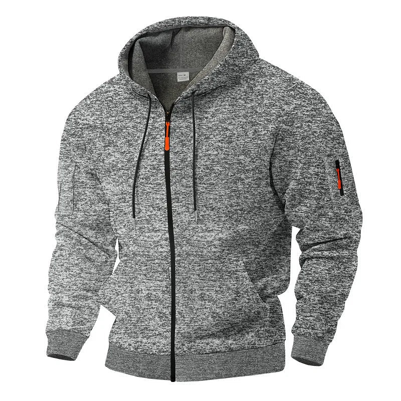 Heren Fleece Vest met Capuchon en Rits voor Outdoor en Casual Gebruik Grijs