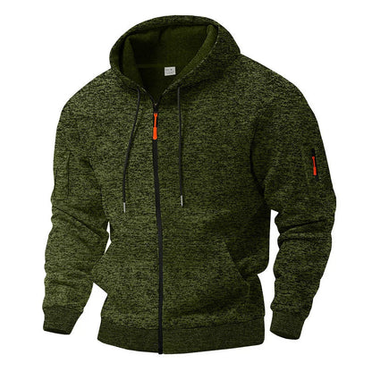 Heren Fleece Vest met Capuchon en Rits voor Outdoor en Casual Gebruik Donkergroen