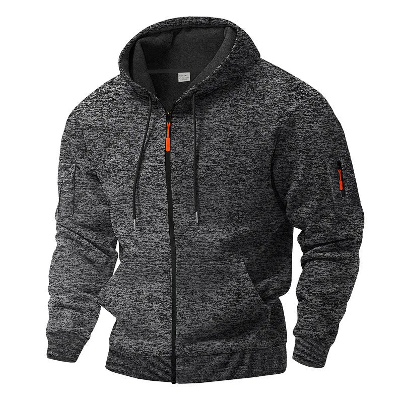 Heren Fleece Vest met Capuchon en Rits voor Outdoor en Casual Gebruik Donkergrijs