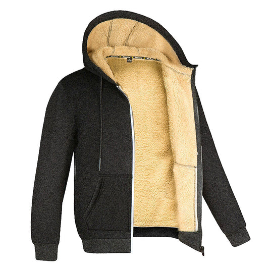 Heren Fleece Vest met Capuchon met Ritssluiting Donkergrijs