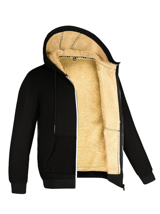 Heren Fleece Vest met Capuchon met Ritssluiting Zwart