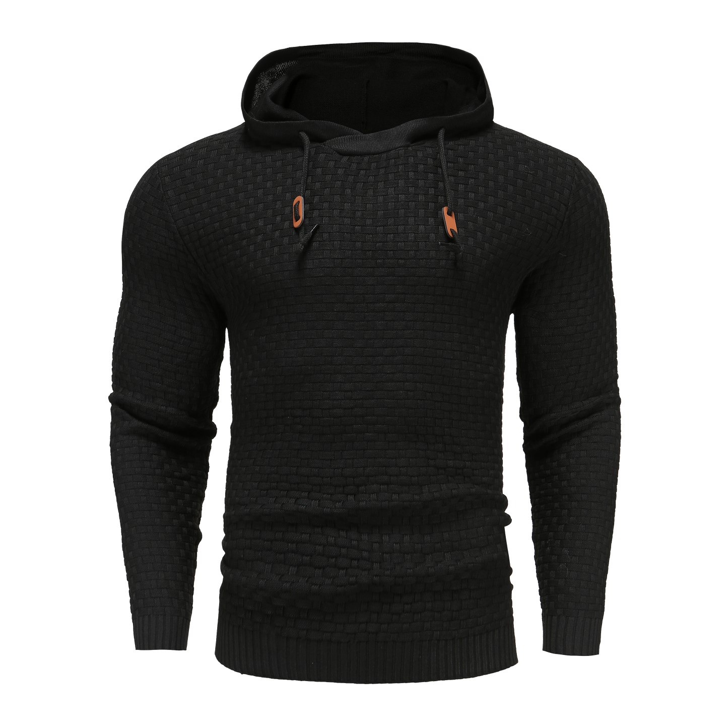 Heren Hoodie Slim Fit met Capuchon en Trekkoorden Zwart
