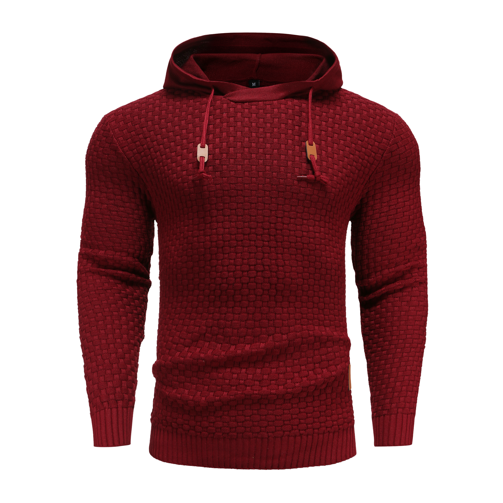 Heren Hoodie Slim Fit met Capuchon en Trekkoorden Bordeauxrood
