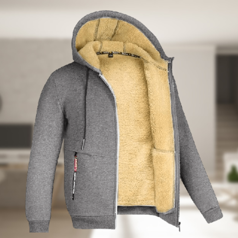 Heren Hoodie met Warme Fleecevoering en Ritssluiting voor Winter Grijs